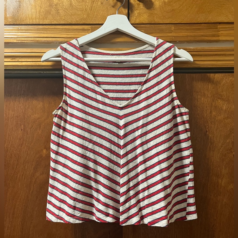 Madewell Chevron Red Blue White Stripe Swingy Tank Top